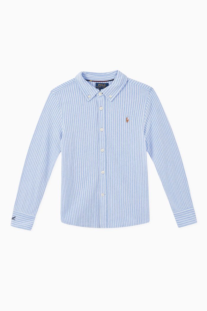 

Knit Cotton Oxford Shirt, Blue