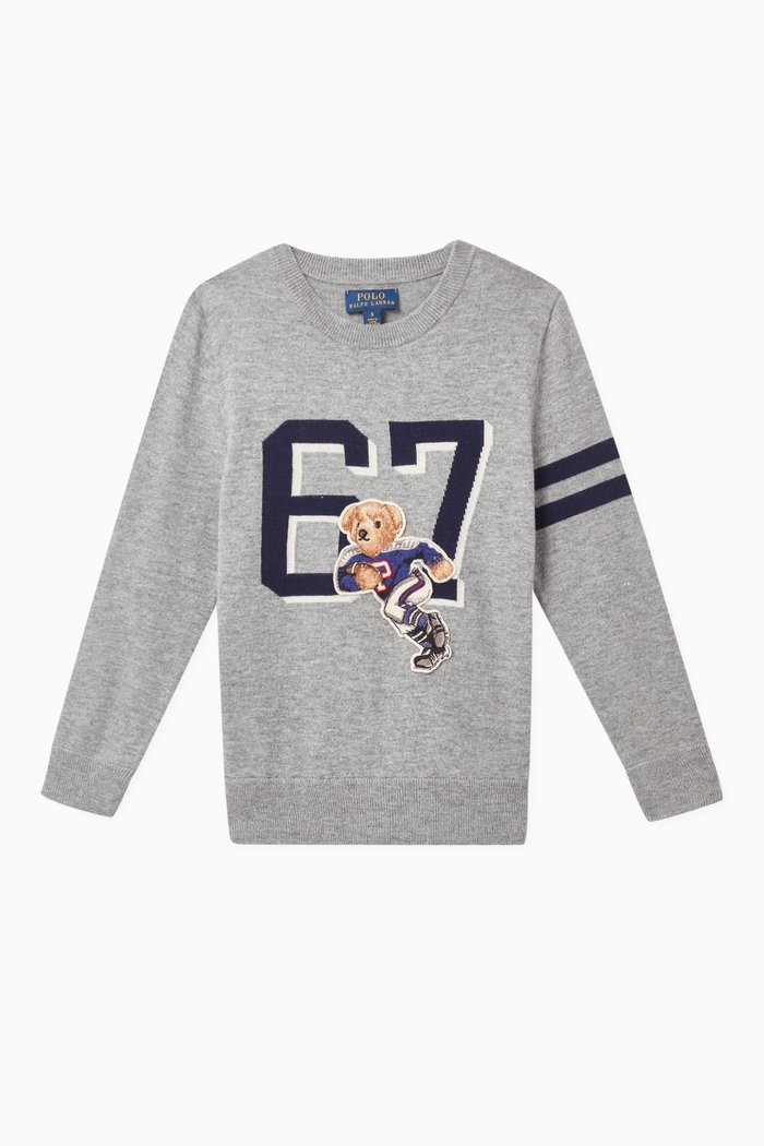 

Football Bear Crewneck Jumper, Grey