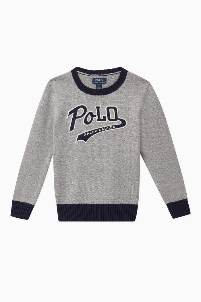 

Logo-Patch Cotton Jumper, Grey