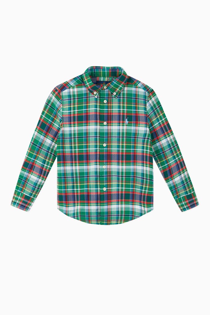 Plaid Performance Poplin Shirt, Green