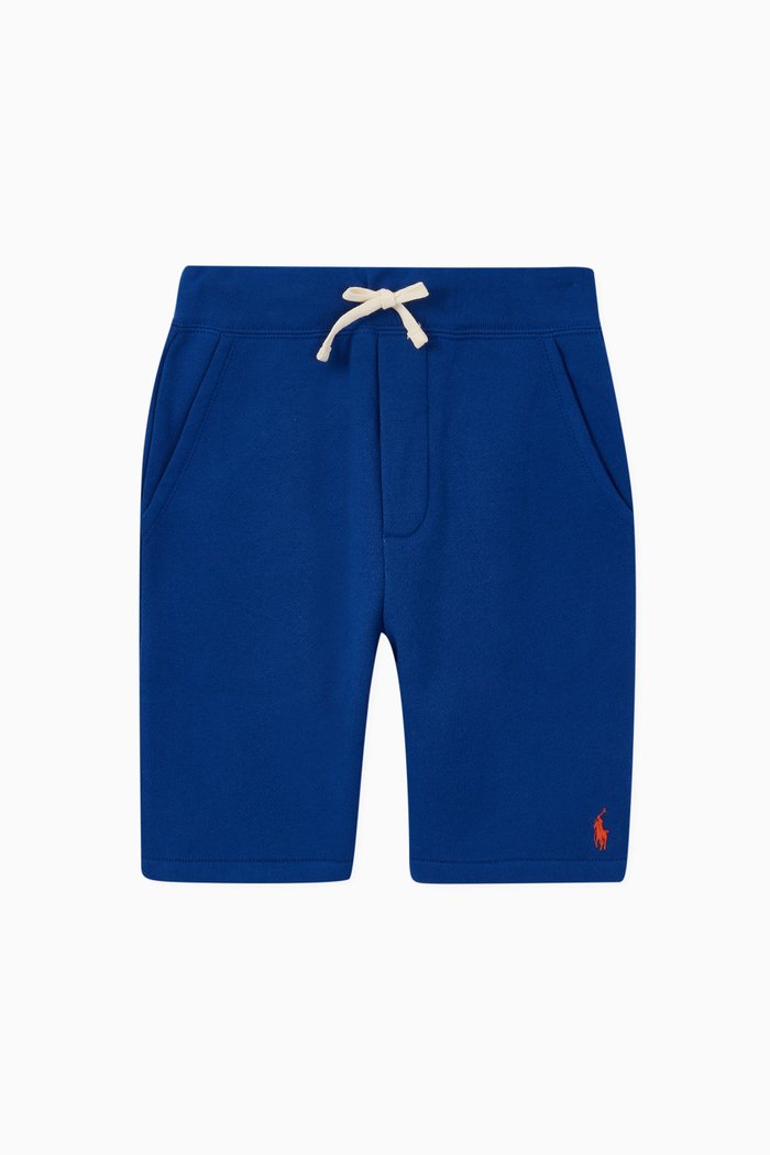

Cotton-Blend Fleece Shorts, Blue