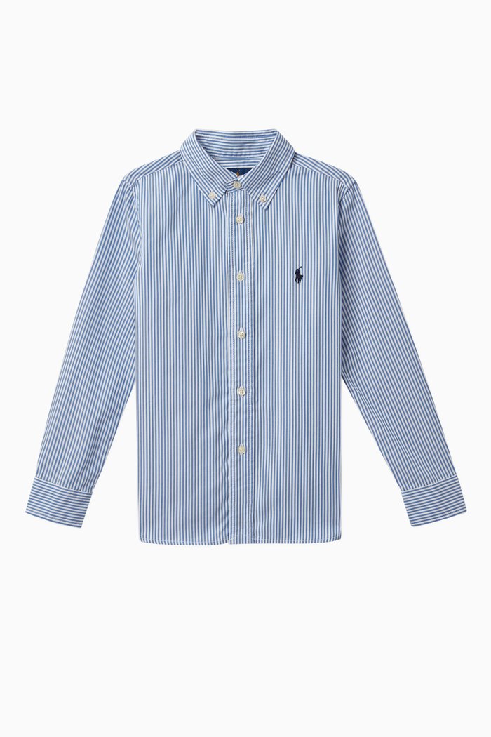 Slim-Fit Striped Oxford Shirt, Blue