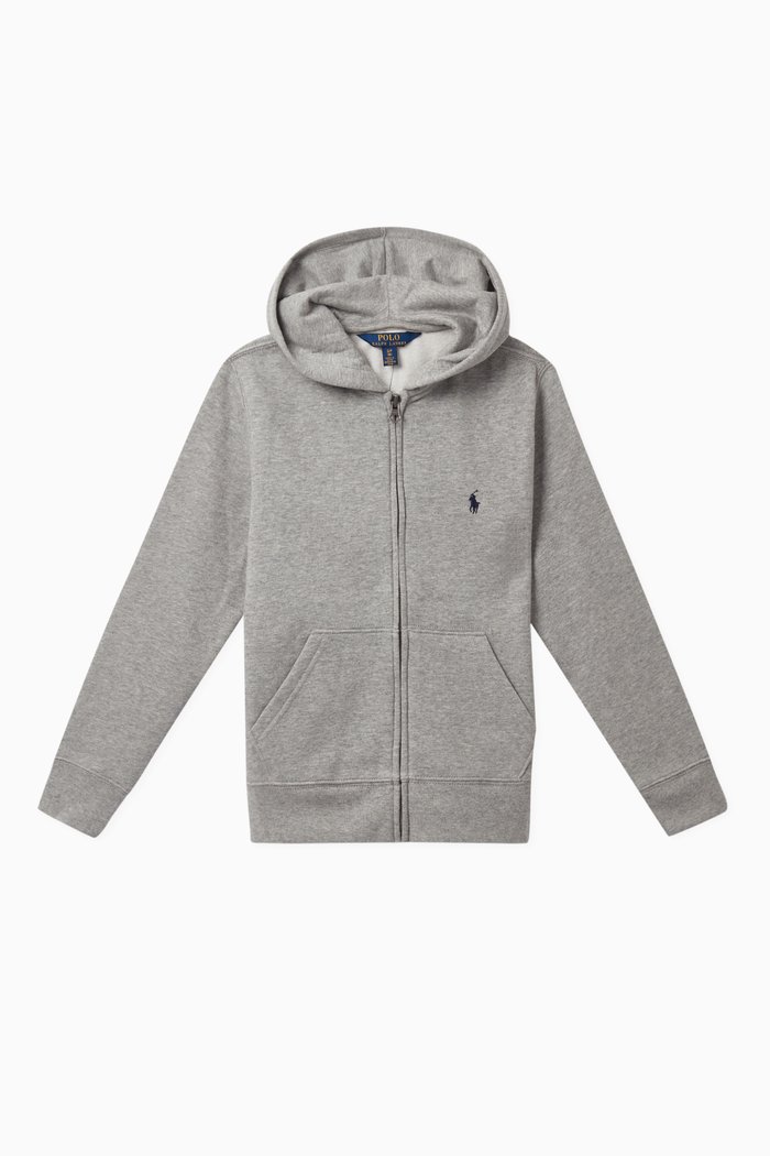 

Cotton-Blend-Fleece Hoodie, Grey