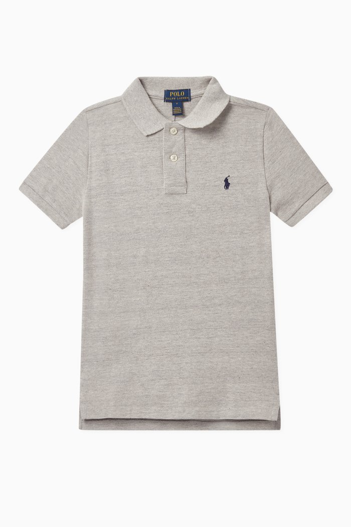 Cotton Mesh Polo Shirt, Grey