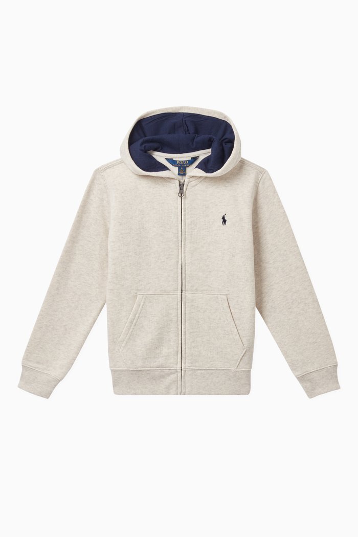 

Cotton-Blend-Fleece Hoodie, Grey