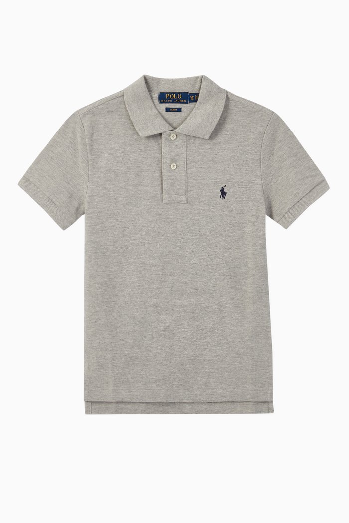 

Custom Fit Cotton Mesh Polo, Grey