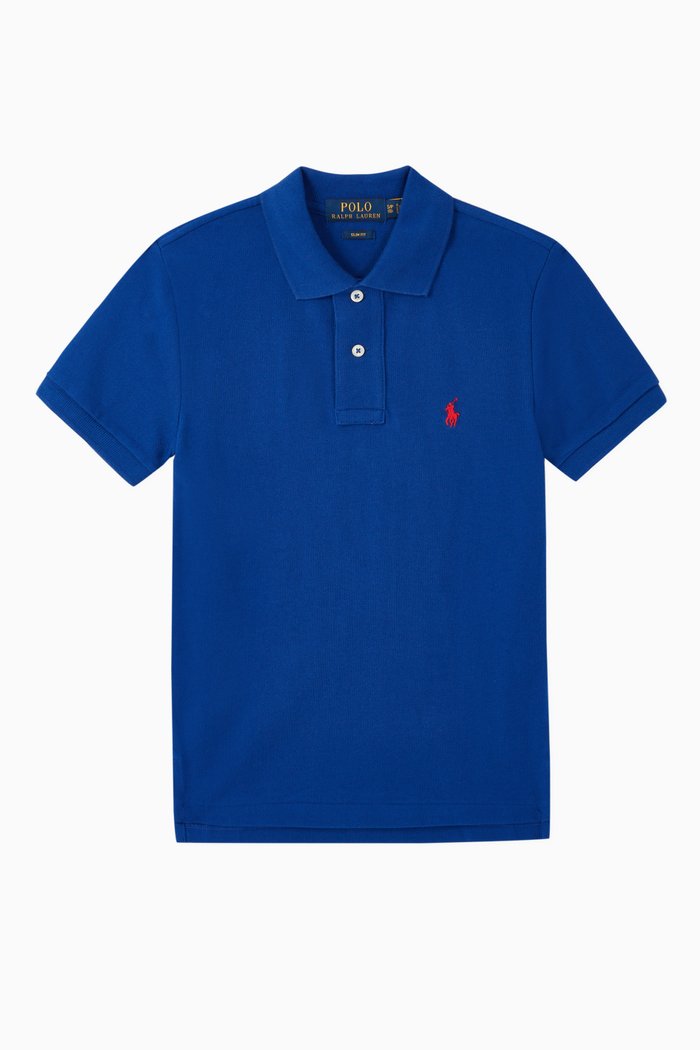 

Custom Fit Cotton Mesh Polo, Blue