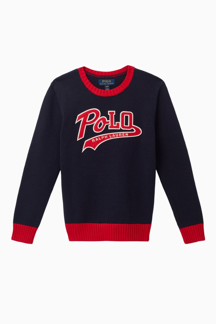 

Logo-Patch Cotton Jumper, Blue