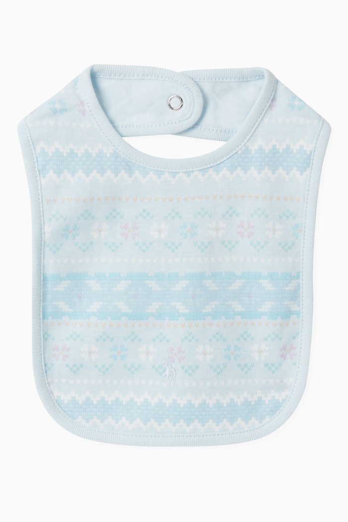 

Fair Isle Interlock Bib in Cotton, Blue