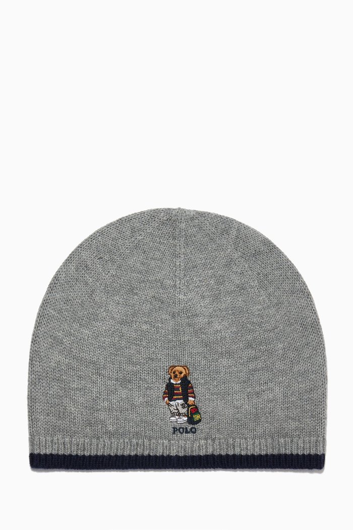 

Backpack Bear Hat in Merino-Cotton Blend, Grey