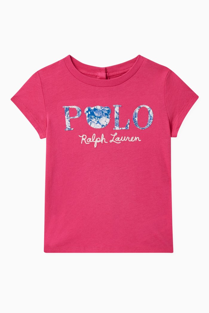 

Floral Polo Jersey T-Shirt, Pink