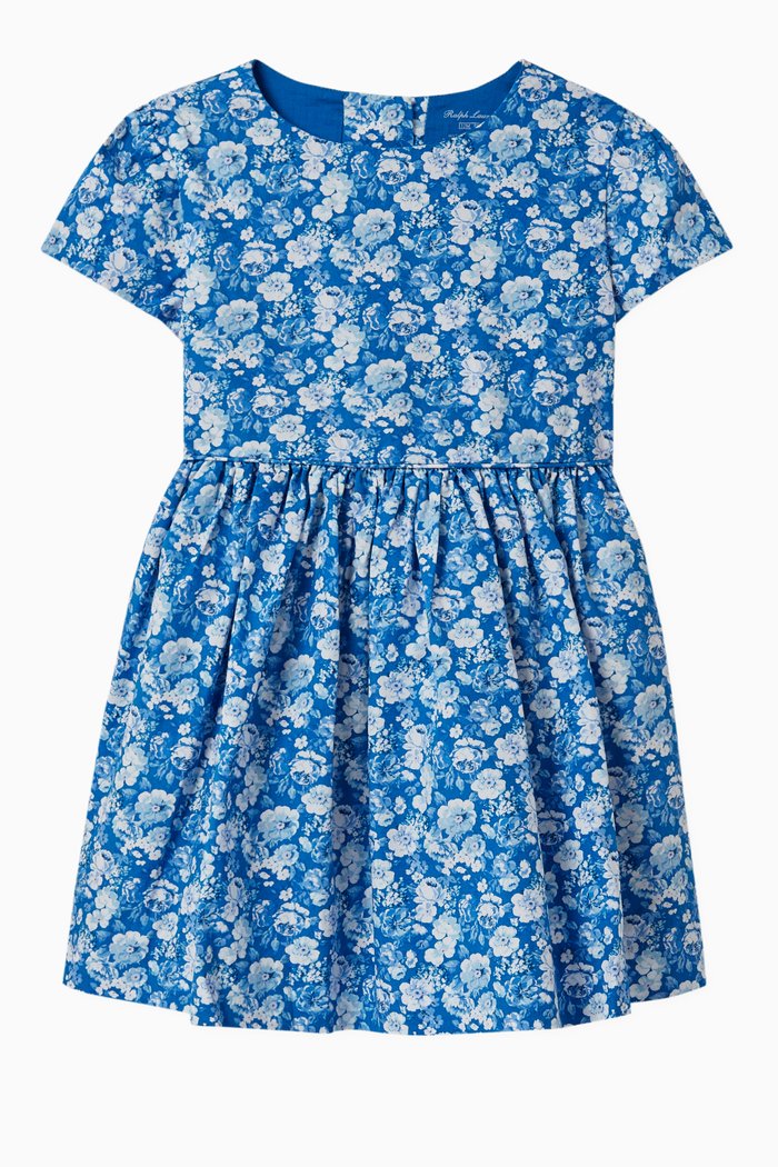 

Floral Cotton Dress & Bloomers, Blue