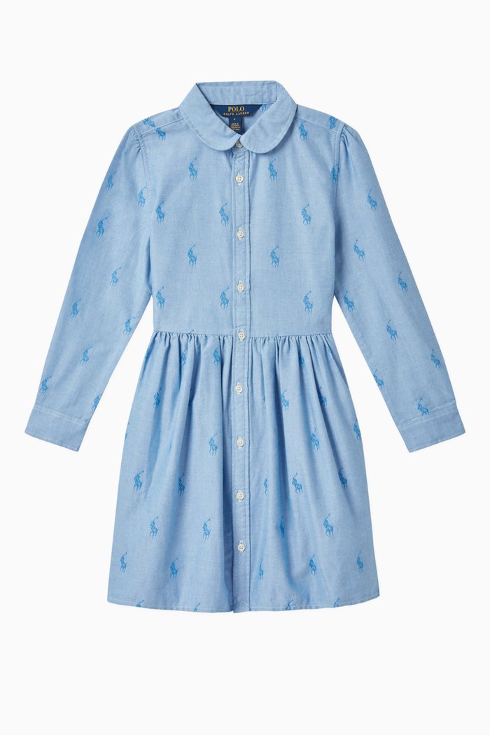 

Pony Cotton Shirtdress, Blue