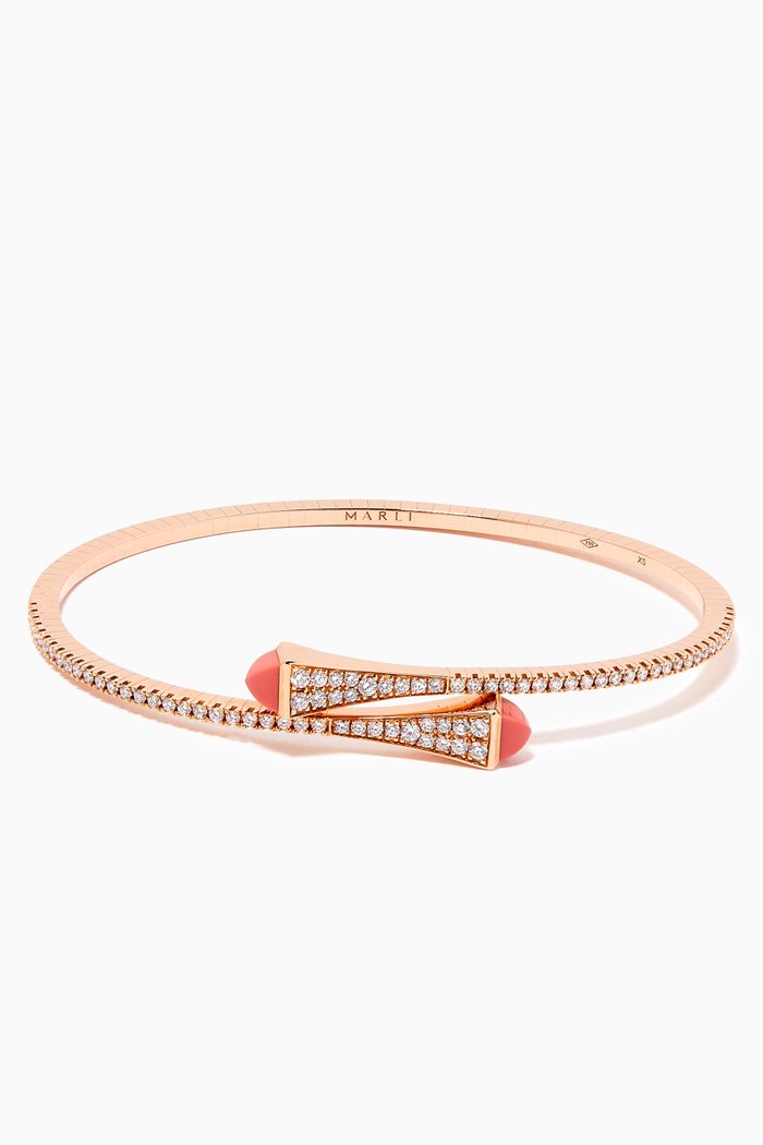 Cleo Pink Coral Diamond Slip-on Bracelet in 18kt Rose Gold
