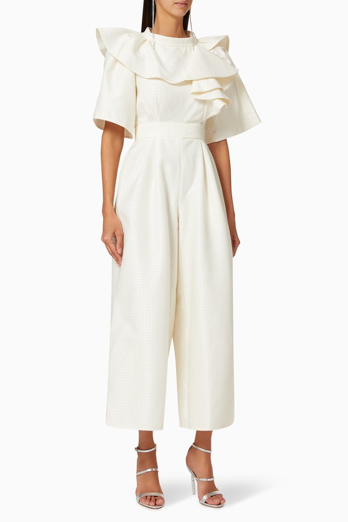 

Frill Textured Jumpsuit, Neutral