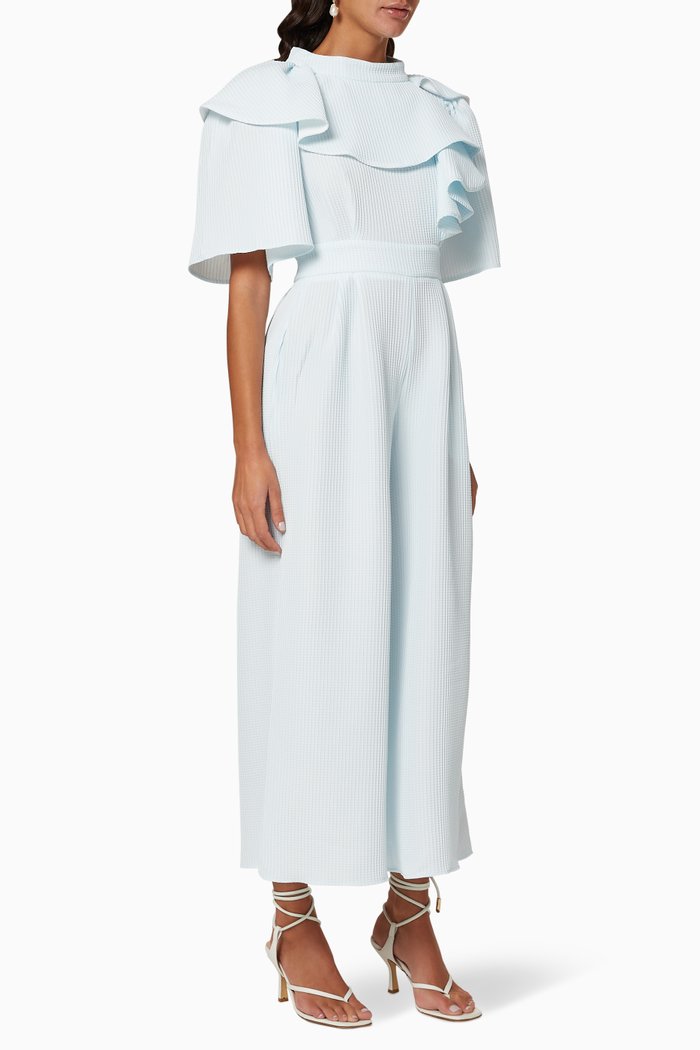 

Frill Textured Jumpsuit, Blue