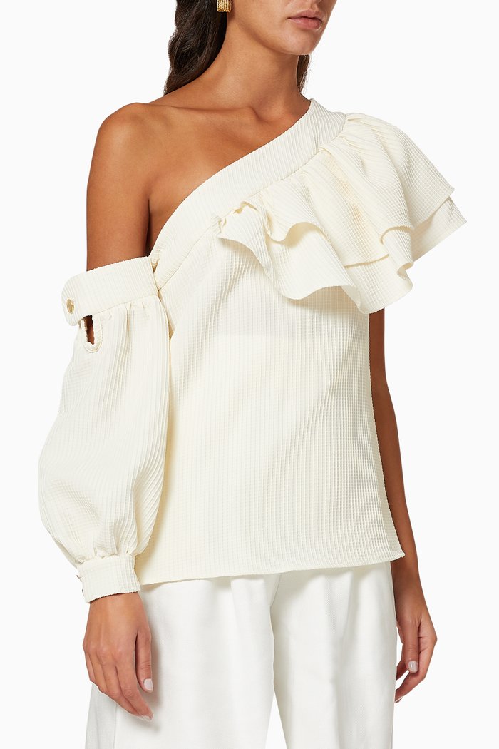 

Frill Textured Blouse, Neutral