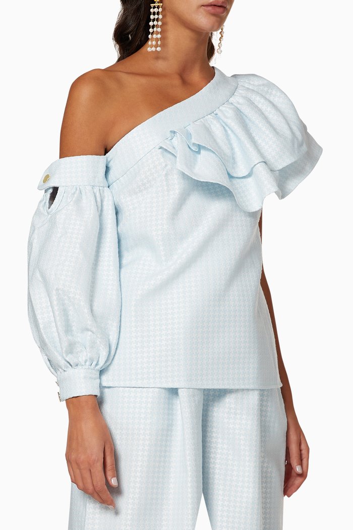 

Frill Textured Blouse, Blue