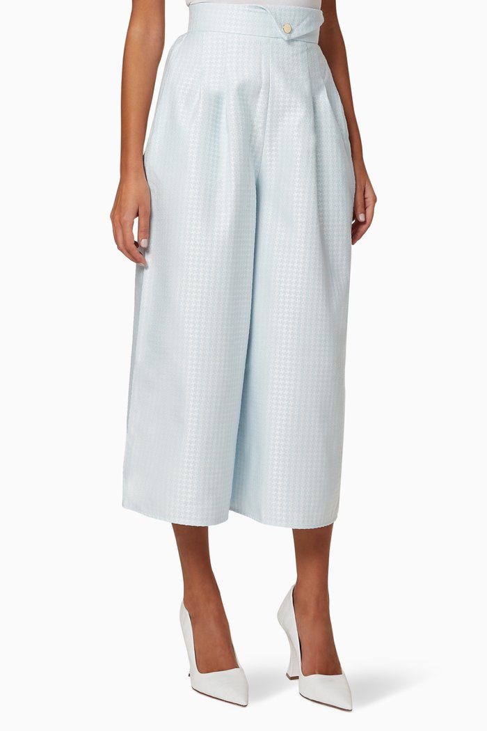 Textured Pleated Culottes, Blue