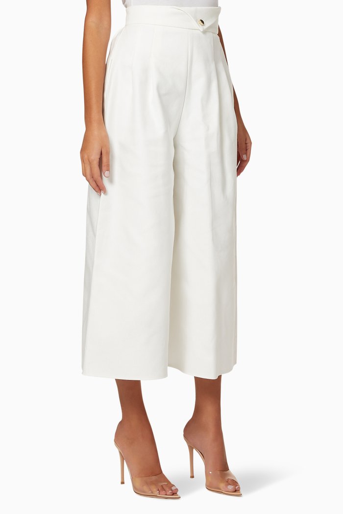 

Textured Pleated Culottes, Neutral