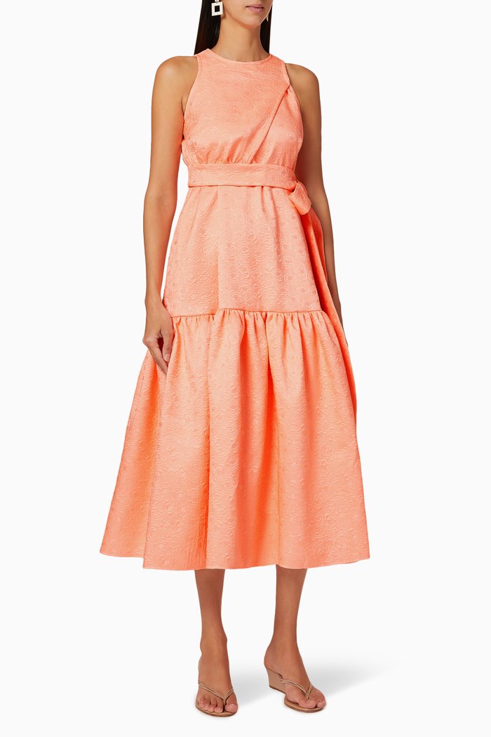 

Textured Belted Dress, Orange