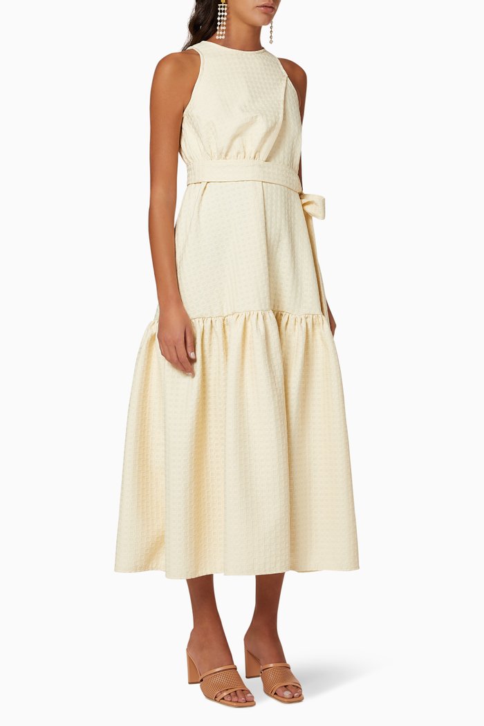 

Textured Belted Dress, Neutral