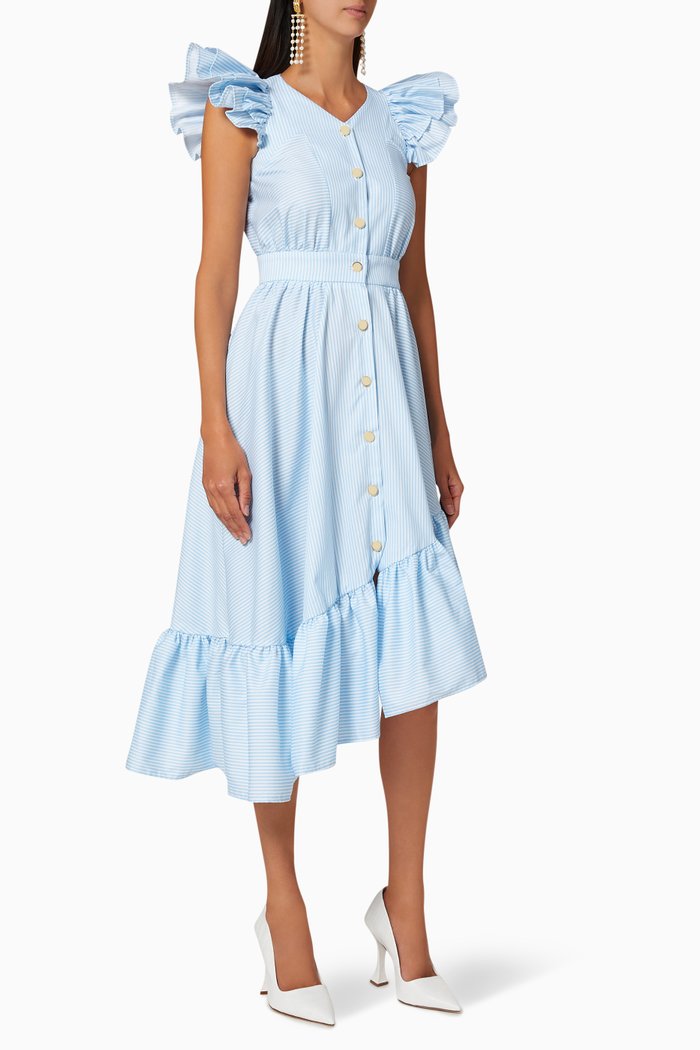 

Asymmetrical Frill Dress, Blue