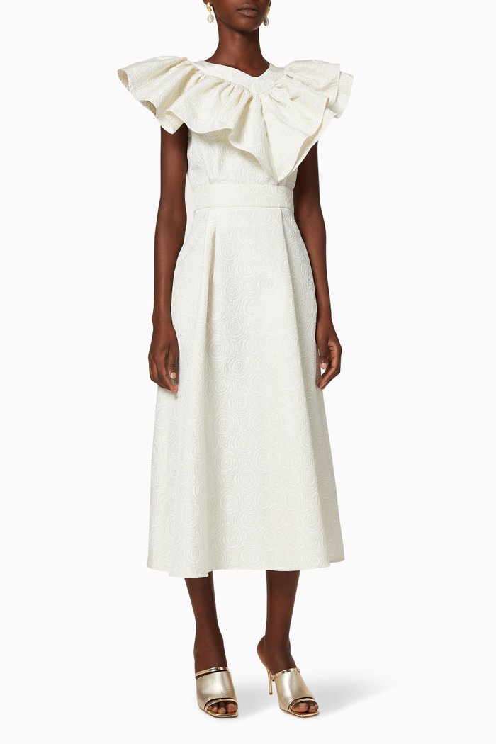 

Frill Textured Dress, Neutral
