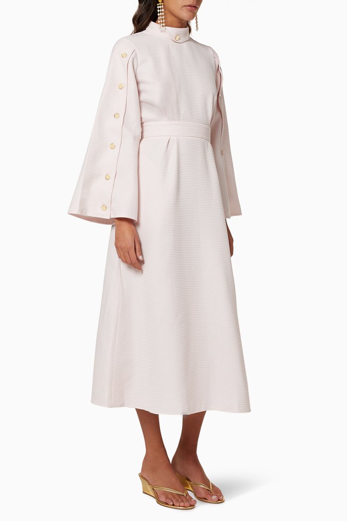 

Buttoned Textured Dress, Pink