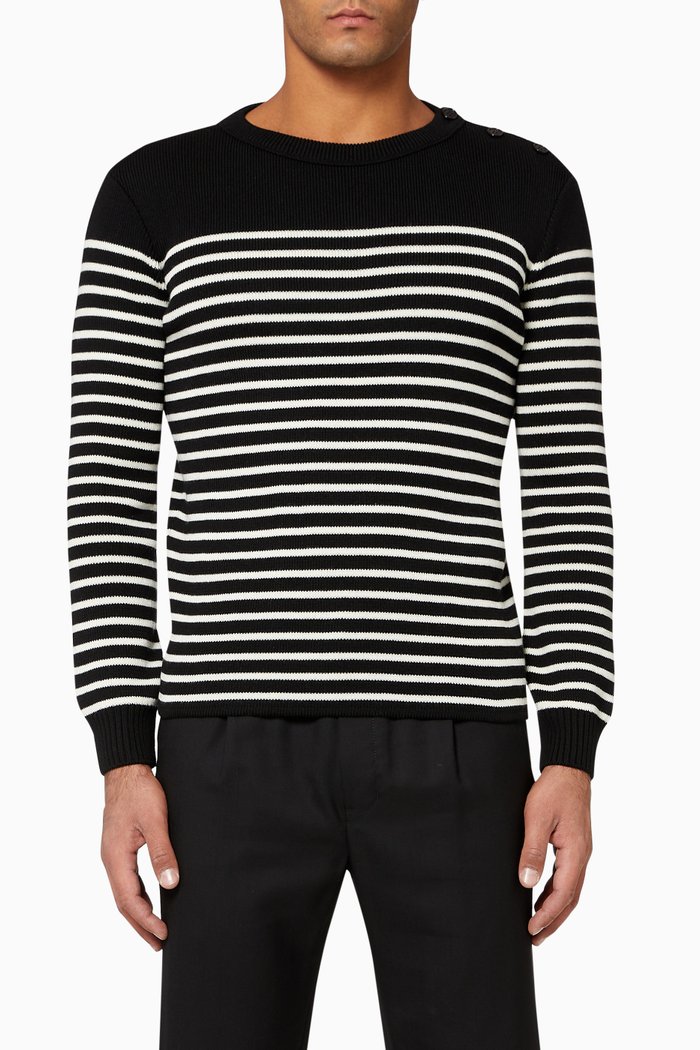 

Striped Wool Sweater, Black