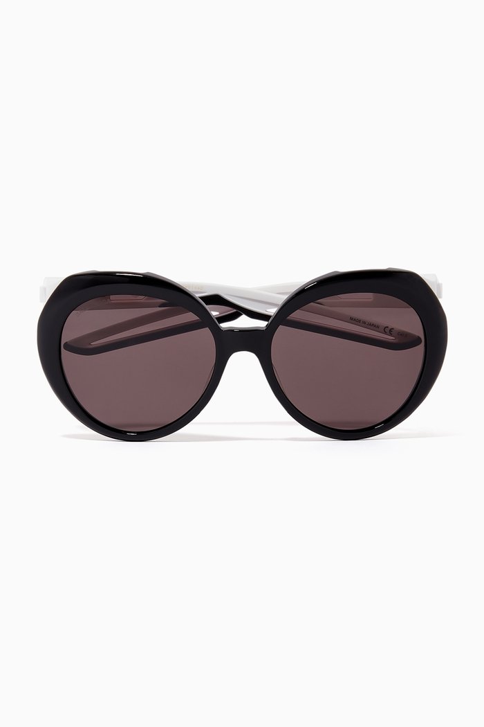 

Hybrid Round Sunglasses in Acetate, Black