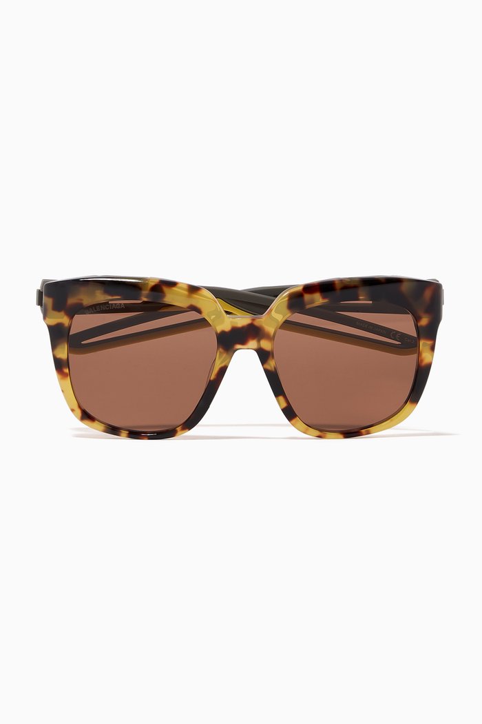 

Hybrid D-Frame Sunglasses in Acetate, Brown