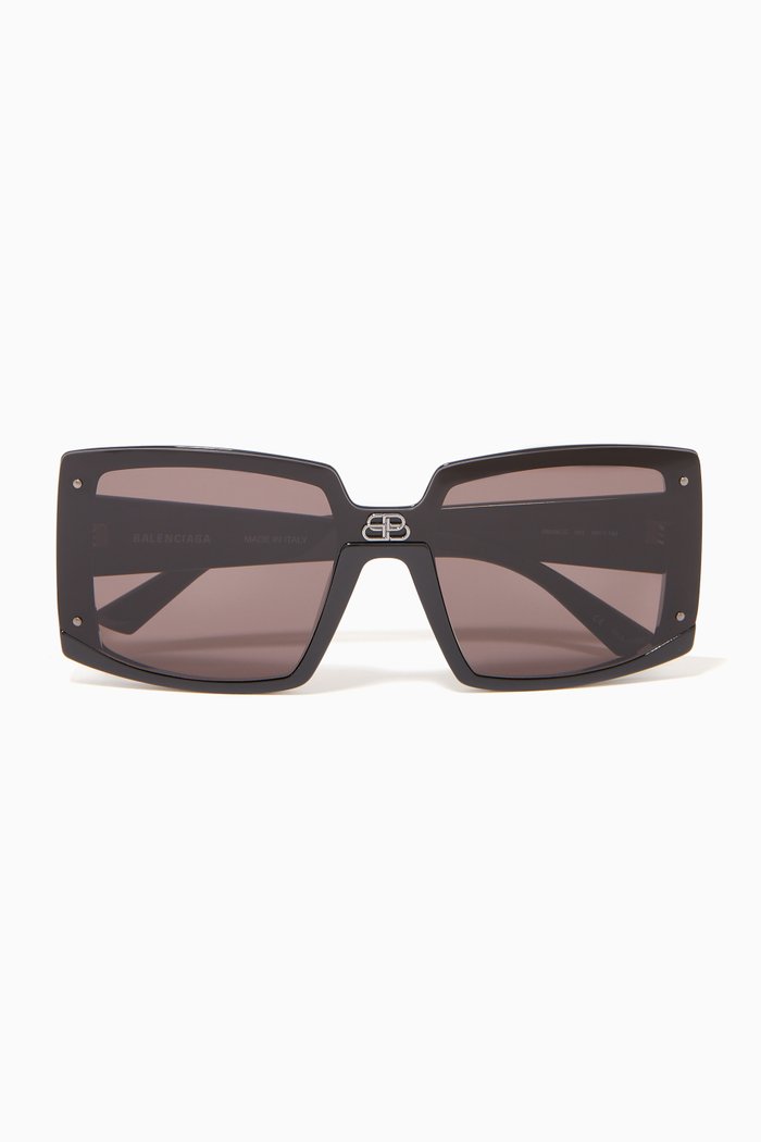 Shield Square Sunglasses in Nylon, Black