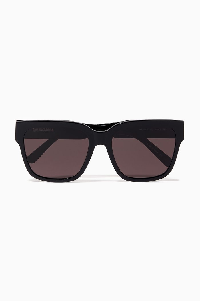 

Flat D-Frame Sunglasses in Acetate, Black