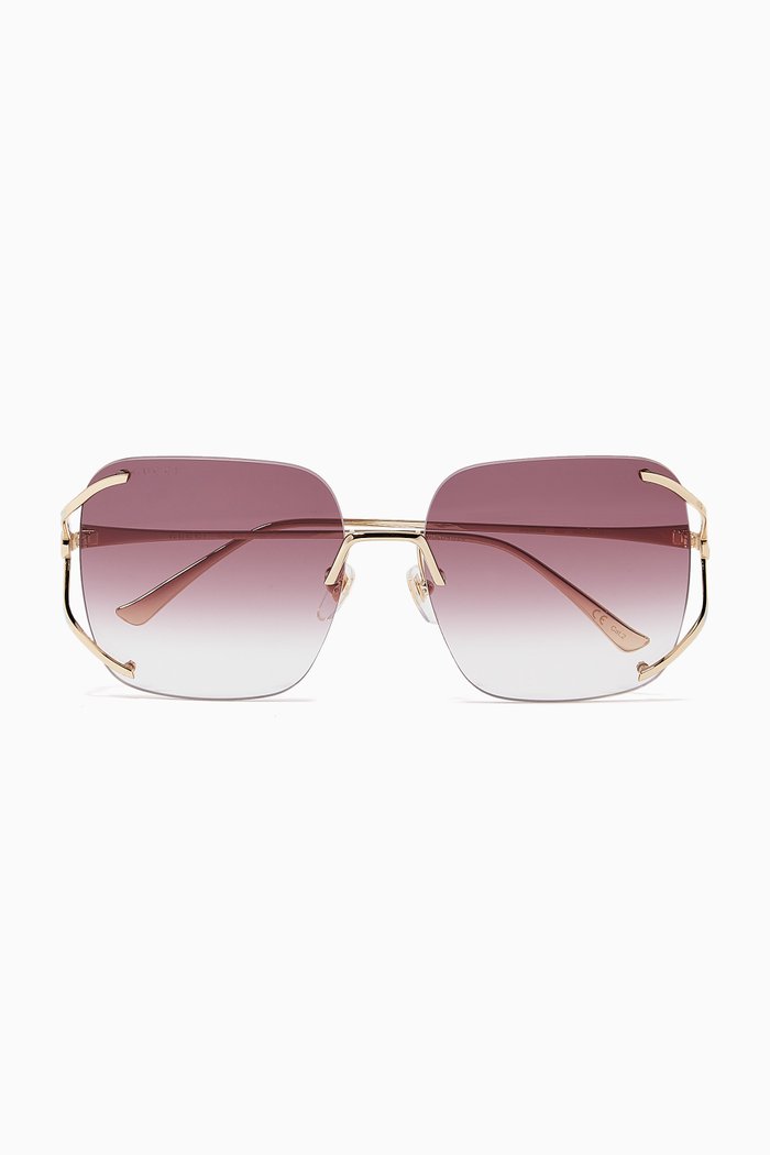 

Square Metal Sunglasses, Gold