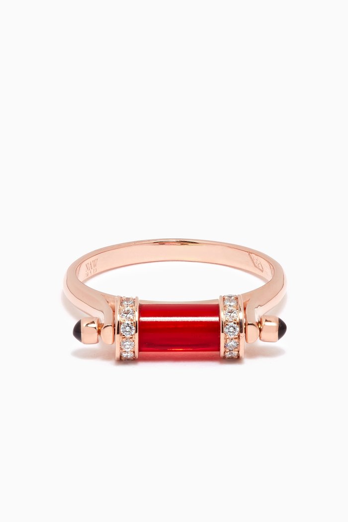 

Single Pillar of Light Diamond Ring in 18kt Rose Gold, Red