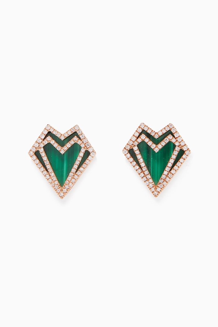 

My Heart Diamond Earrings with Malachite in 18kt Rose Gold