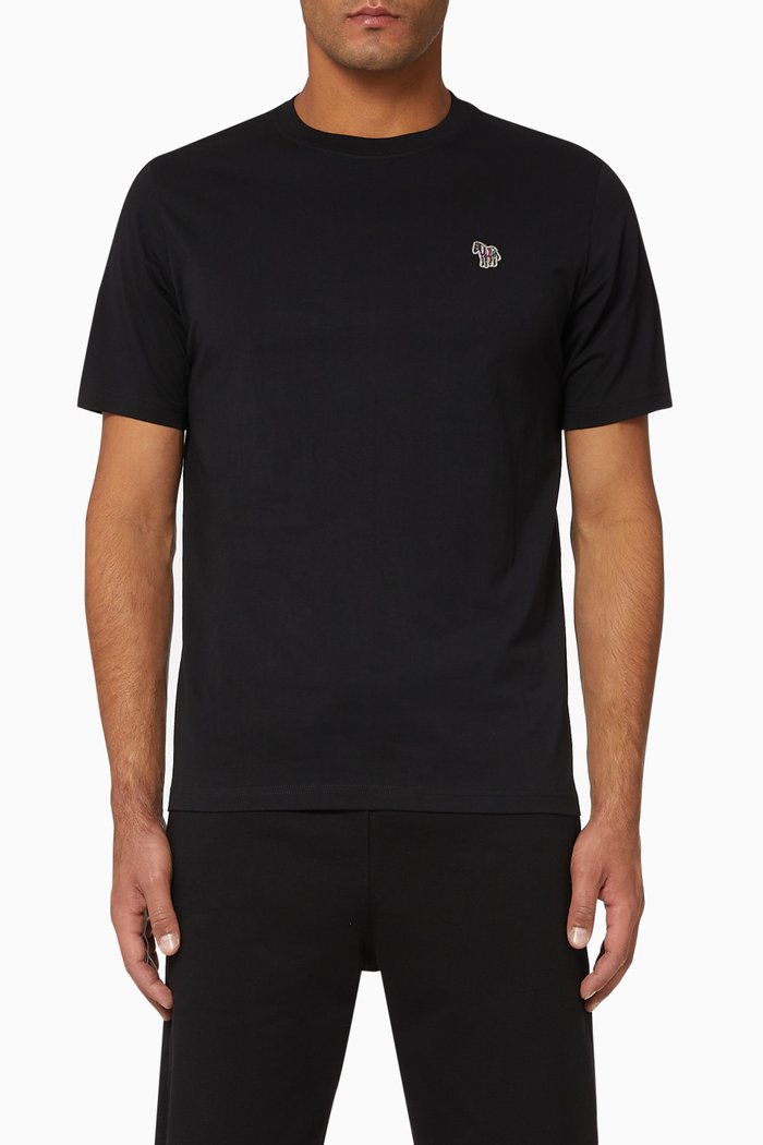 

Zebra Print Cotton T-Shirt, Black