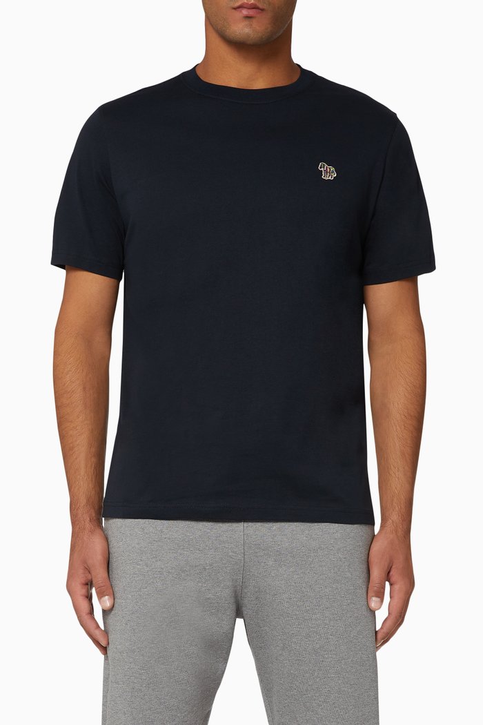 

Zebra Print Cotton T-Shirt, Blue