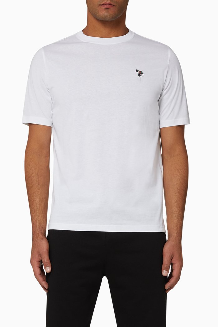 

Zebra Print Cotton T-Shirt, White