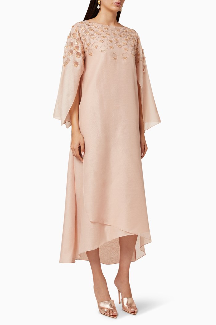 

Sequin Mesh Organza Kaftan, Pink