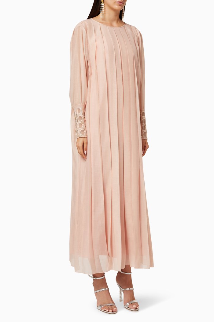 Pleated Organza Kaftan, Pink