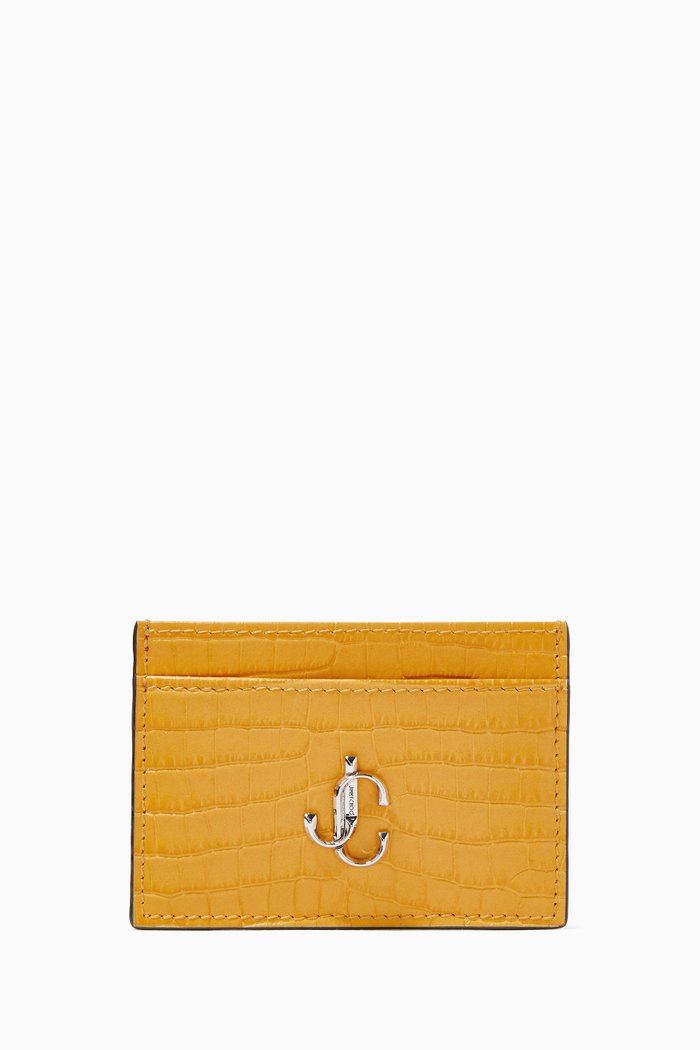 

Umika Card Holder in Croc-embossed Leather, Yellow
