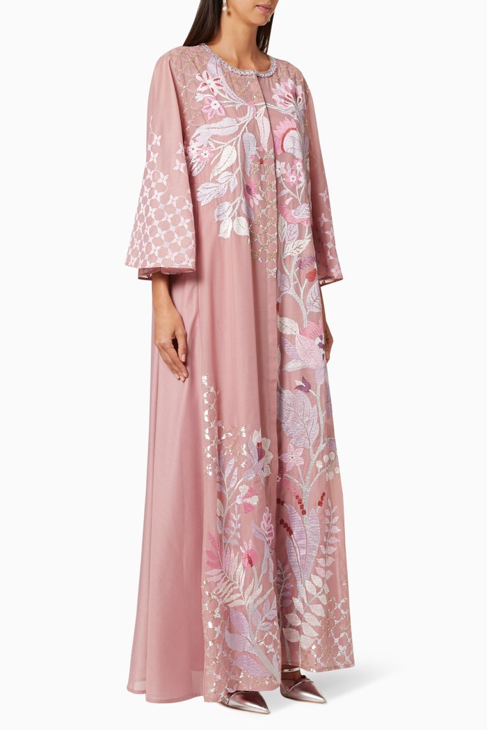 Amaranth Garden Cotton Kaftan, Pink