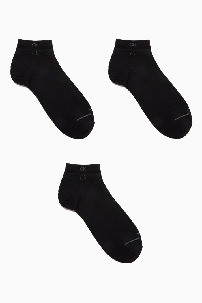 

Combed Cotton Trainer Socks, Set of 3, Black