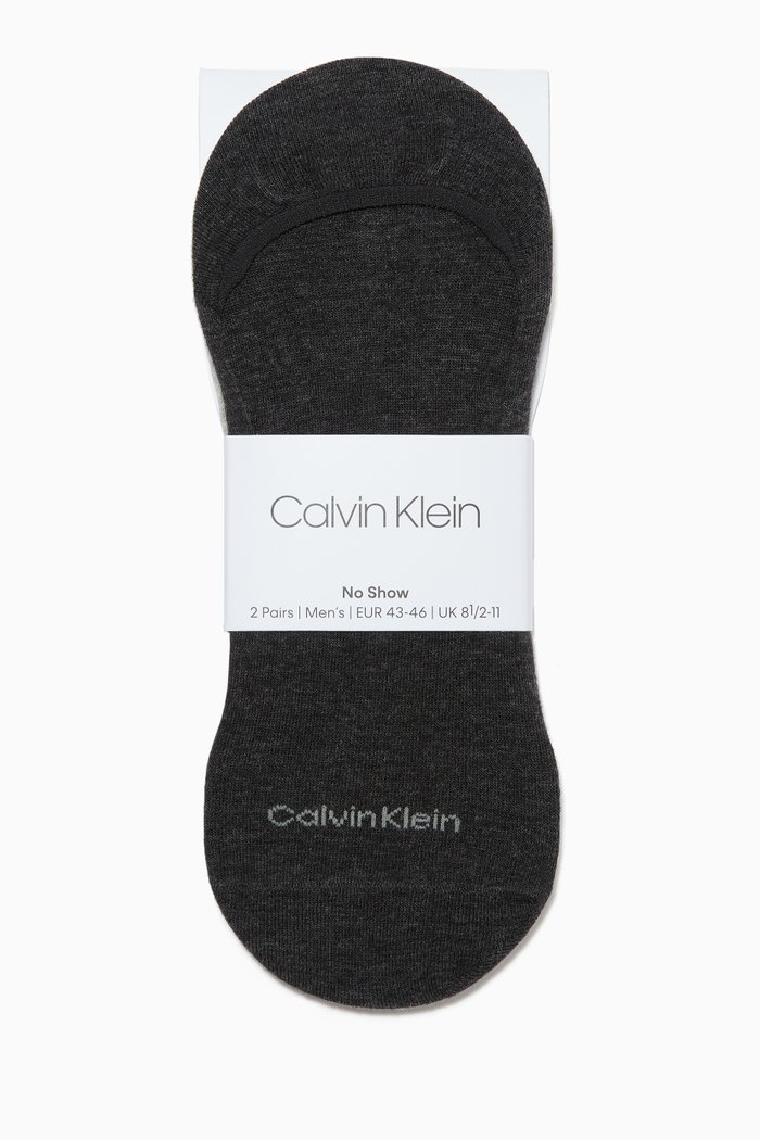 

Cotton Blend Invisible Socks, Set of 2, Grey