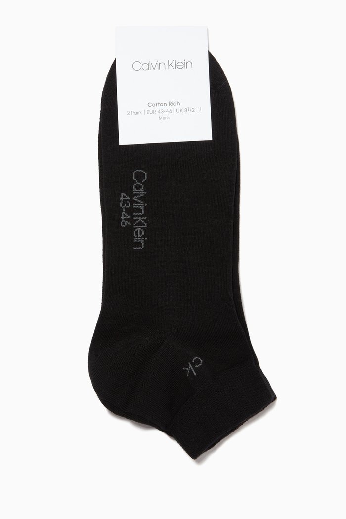 

Cotton Blend Ankle Socks, Set of 2, Black