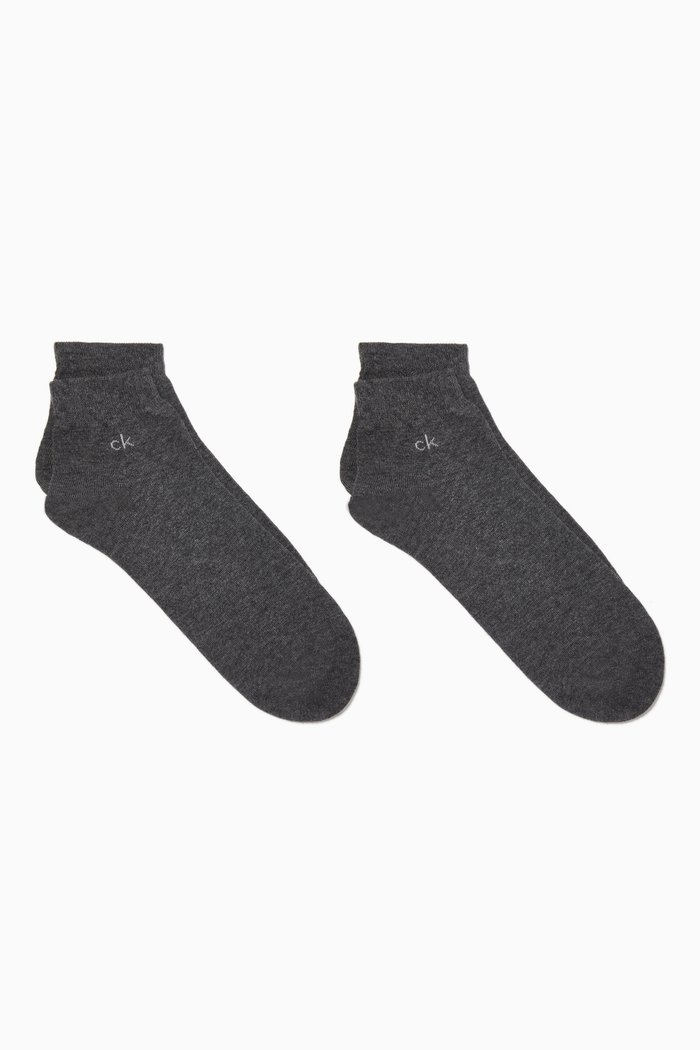 

Cotton Blend Ankle Socks, Set of 2, Grey