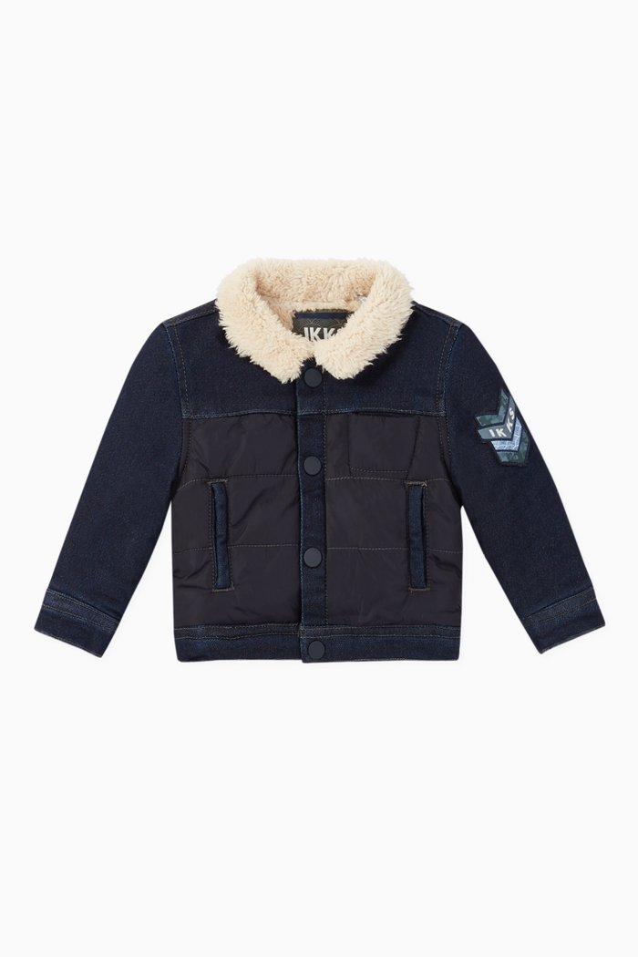 

Sherpa Collar Knitlook Jacket, Blue