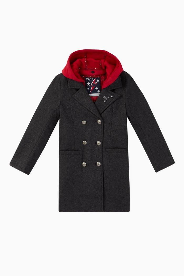 

Hooded Sweatshirt Pea-Coat, Grey